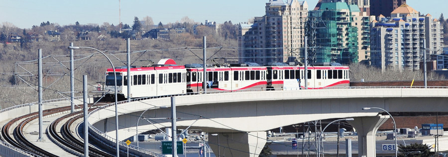 The elevated Calgary West LRT